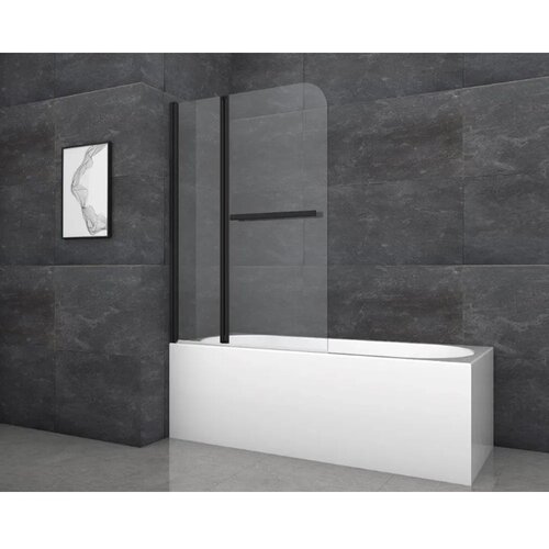 Aurlane zložljiva stena za kopalno kad black comfort 2 črna mat 100 cm x 140 cm Cene