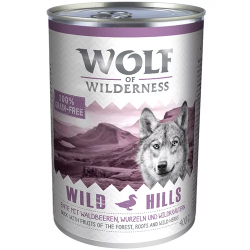 Wolf of Wilderness Varčno pakiranje Adult 24 x 400 g - Wild Hills - raca