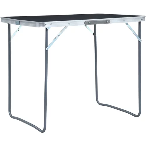 vidaXL Zložljiva miza za kampiranje s kovinskim okvirjem 80x60 cm siva, (20817004)