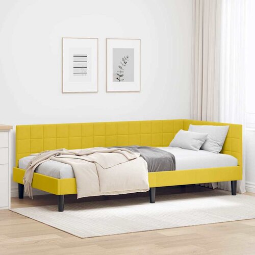 VidaXL Kutni okvir kreveta s uzglavljem Žuta 100 x 200 cm Bar&amp;scaron;un Slike