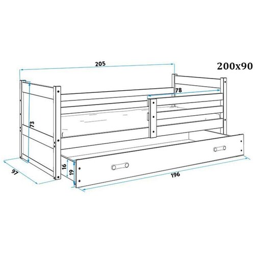 Rico Drveni dječji krevet - bijeli - sivi - 200*90cm Slike