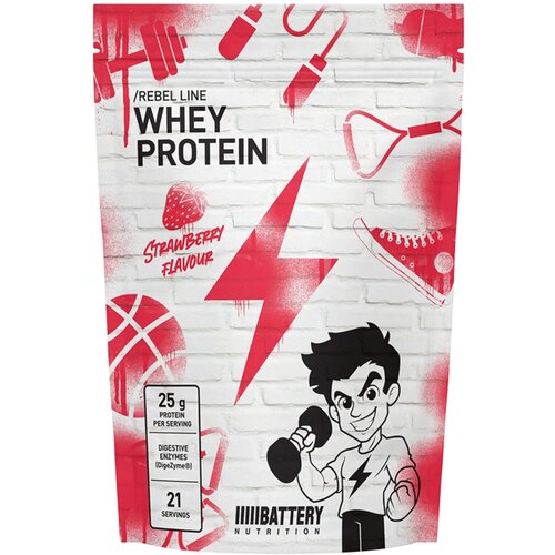 Battery Rebel Whey Protein, Jagoda, 700g Slike