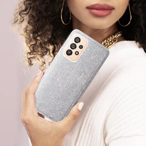 Onasi Silikonski ovitek z ble&amp;scaron;čicami Bling za Samsung Galaxy A53 - srebrn Slike