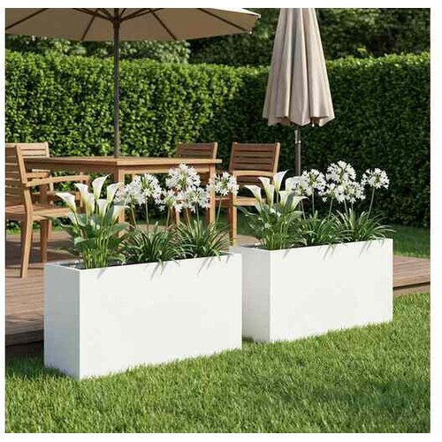 vidaXL Vrtna saksija 2 kom. Bijela 80 x 40 x 50 cm Čelična vrata - Bijela 80 x 40 x 50 cm 2 Cijene