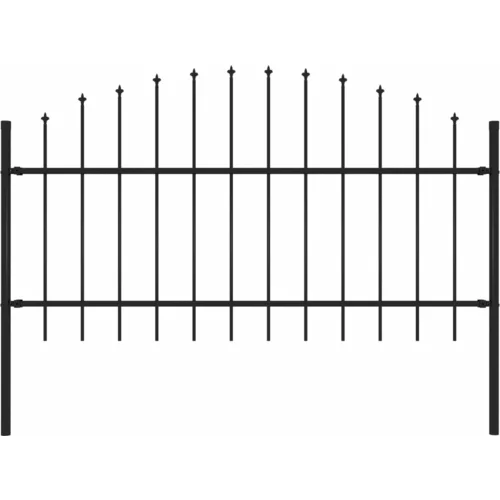 vidaXL Vrtna ograja s koničastimi vrhovi jeklo (1-1,25)x1,7 m črna