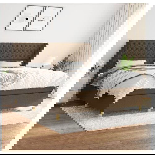 vidaXL Box spring postelja z vzmetnico temno rjava 180x200 c Cene