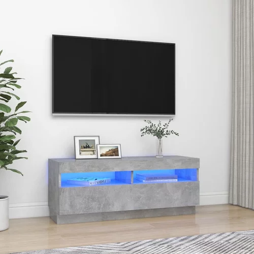 TV ormarić s LED svjetlima siva boja betona 100 x 35 x 40 cm