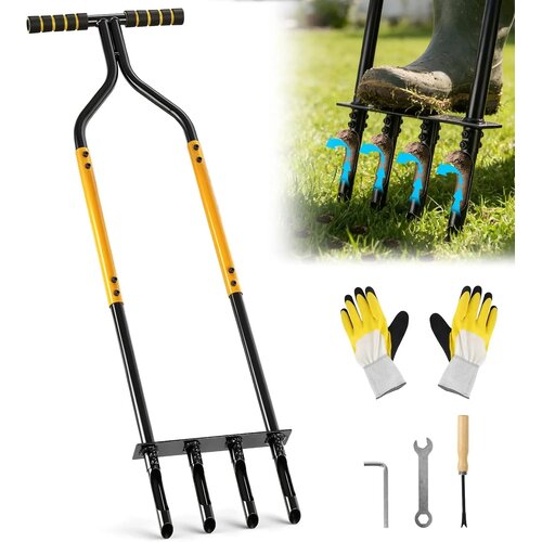 SHULLTJI Ročni Prezračevalnik Trave s 4 Zobmi 30 x 5,1 x 108,2 cm Slike