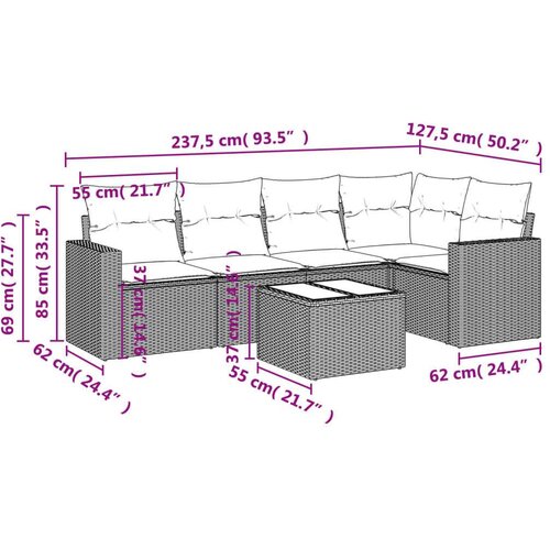 vidaXL 6-dijelni set vrtnih sofa s jastucima bež od poliratana Cijene