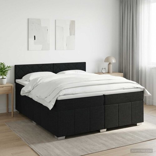  Boxspring krevet s madracem Crna 200 x 200 cm Tkanina Cene