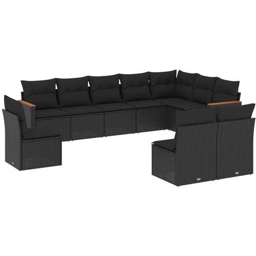 vidaXL 10-dijelni set vrtnih sofa s jastucima crni od poliratana Cijene