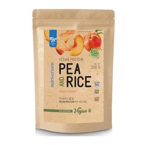 NUTRIVERSUM Izolat proteina gra&amp;scaron;ka i pirinča, Breskva, 500g Slike
