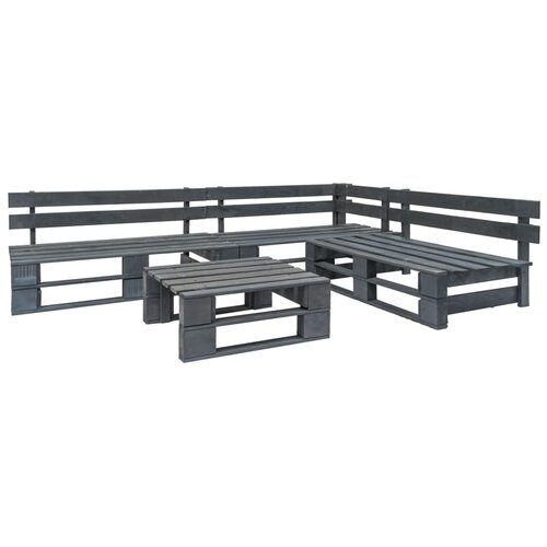 VidaXL 4-dijelna vrtna garnitura od paleta drvena siva Slike