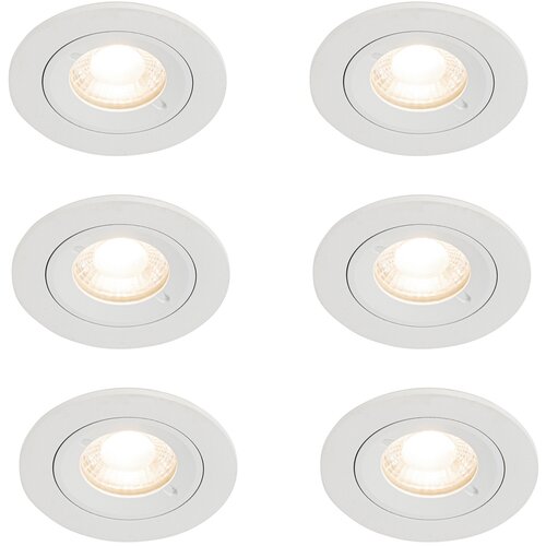 QAZQA Set van 6 inbouwspots wit rond GU10 50mm IP44 - Xena Cene