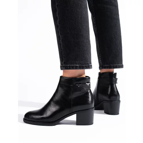 DASZYŃSKI Classic black ankle boots with heels Daszyński