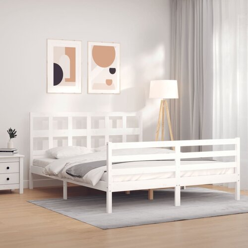 vidaXL Okvir za krevet s uzglavljem sivi 160 x 200 cm od masivnog drva Cijene