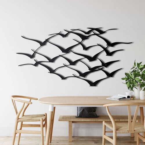 Wallxpert metalni zidni ukras 5031, jato galebova u letu, 76 x 38 cm, crni Slike