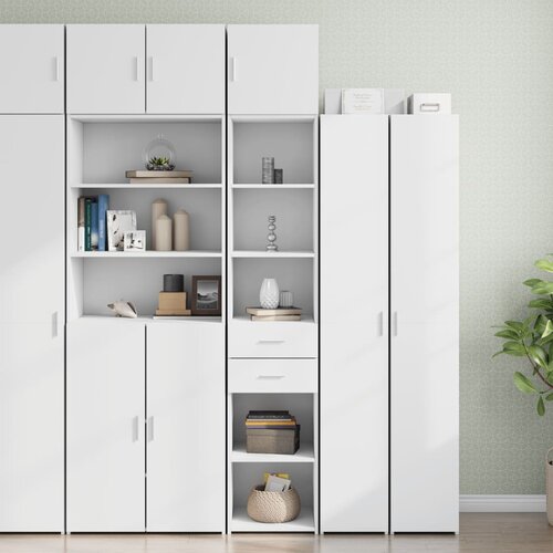 VidaXL Ozka omara za shranjevanje bela 40x42,5x225 cm inženirski les Slike