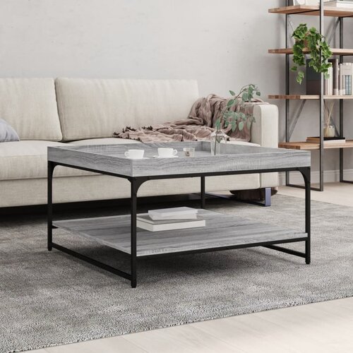  Stolić za kavu siva boja hrasta 80x80x45 cm od drva i željeza Cene