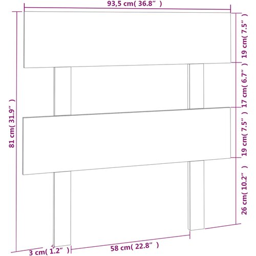  Uzglavlje za krevet crno 93,5 x 3 x 81 cm od masivne borovine Slike