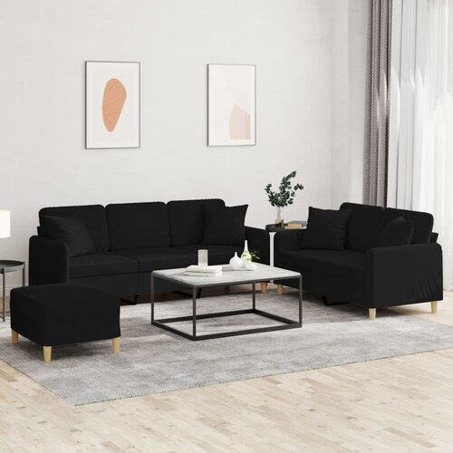  3-dijelni set sofa s jastucima crni od mikrovlakana Cijene