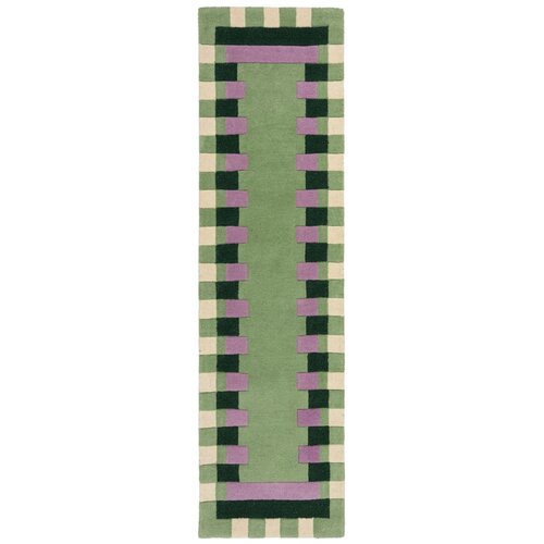 Flair Rugs zelen/vijoličen ročno tkan volnen tekač 60x230 cm kai wool border – Cene