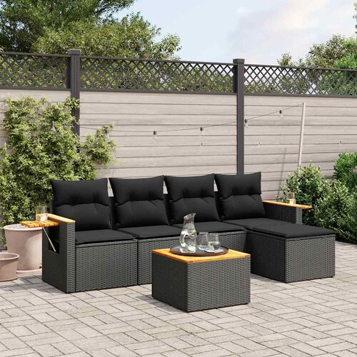  6-dijelni set vrtnih sofa s jastucima crni od poliratana Cijene