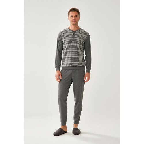 Dagi Pajama Set - Gray - Striped Slike