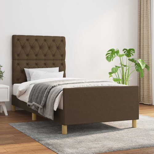 The Living Store Posteljni okvir z vzglavjem temno rjav 80x200 cm blago - Posteljni Okvir Z Vzglavjem, (21531880) Cene