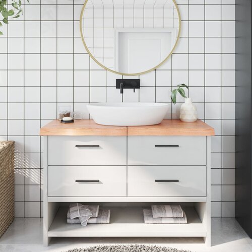  Kupaonska radna ploča svjetlosmeđa 120x40x(2-6) cm masivno drvo Slike
