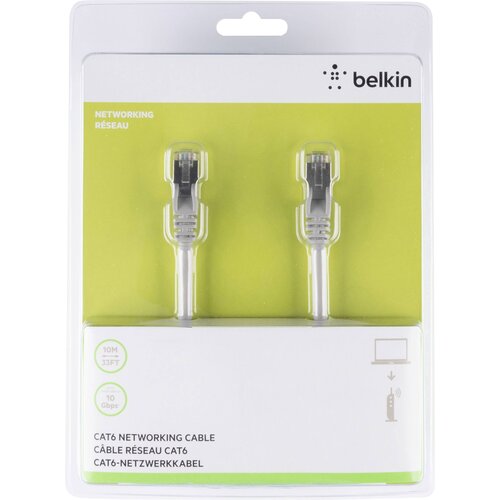 Belkin A3L981BT10M-H-S RJ45 omrežni kabel\, Patch kabel CAT 6 S/FTP 10.00 m siva z za&scaron;čitnim zapornim zatičem 1 kos, (20418295) Cene