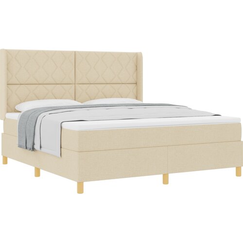 vidaXL Box spring krevet s uzglavljem Krema 180 x 200 cm tkanina - Krema 180 x 200 cm Dizajn s rombovima Cene