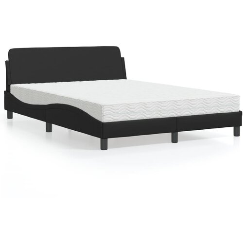 VidaXL Krevet s madracem crni 120 x 200 cm od umjetne kože Slike