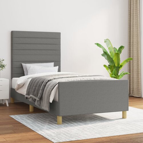 The Living Store Posteljni okvir z vzglavjem temno siv 80x200 cm blago - Posteljni Okvir Z Vzglavjem, (21526002) Slike