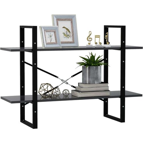 VidaXL Knjižna omara 2-nadstropna siva 100x30x70 cm iverna plo&amp;scaron;ča Slike