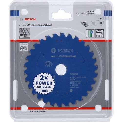 Bosch Expert for Stainless Steel list kružne testere za akumulatorske testere 136x1,5x20 T30 Cene