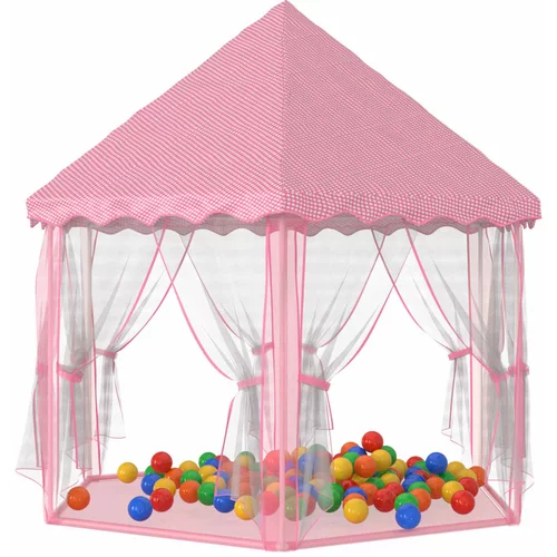 vidaXL Princeskin šotor za igranje z 250 žogicami roza 133x140 cm, (20812619)