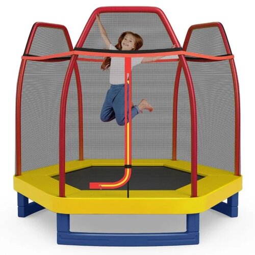  Trampolin &Oslash;223 cm z varnostno mrežo, nosilnost do 150 kg, rumeno - rdeč Cene
