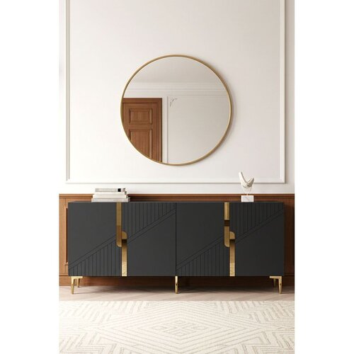 Hanah home komoda Evva 150, 125 cm, antracit / zlatna Cene