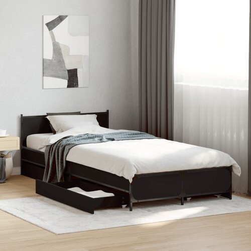 Furnova Posteljni okvir s predali črn 90x200 cm inženirski les, (21942621) Slike