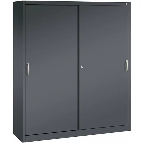 C+P ACURADO omara z drsnimi vrati, 6 polic, 2 predelka z zaklepanjem, VxŠxG 1950 x 1600 x 400 mm, črno sive barve