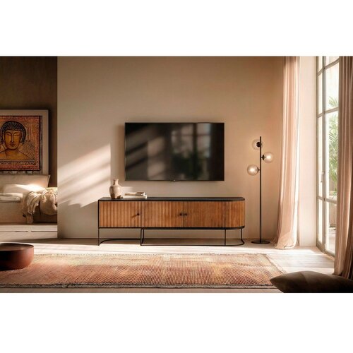 MOME TV komoda od masivnog manga u prirodnoj boji 160x55x40 cm Curve &amp;ndash; Slike