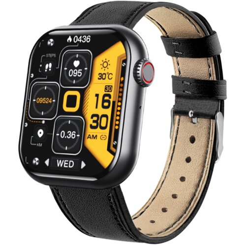 INF Pametna ura s kisikom v krvi, krvnim tlakom, srčnim utripom Black/PUleatherwatchband, (21236372) Cene