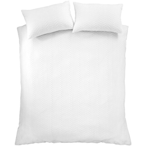 Catherine Lansfield Bela podaljšana posteljnina za zakonsko posteljo iz krepa 230x220 cm Heatset Wave – Cene
