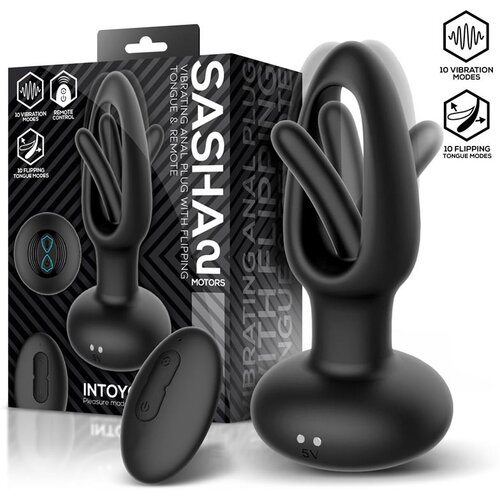 INTOYOU Sasha Vibrating Plug with Flipping Tongue & Remote Control Black Cene