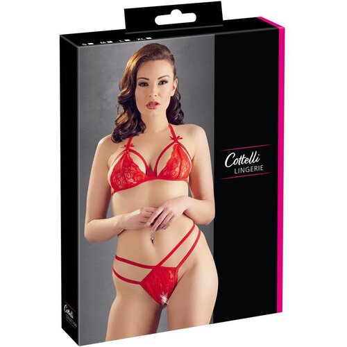 Cottelli - otvoreni komplet grudnjaka od čipke (crveni) - XL Slike