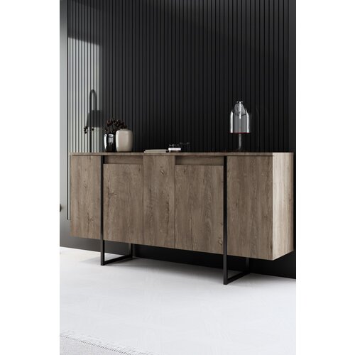 Hanah home Luxe - Walnut, Black WalnutBlack Console Cene