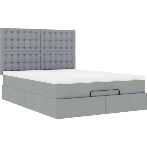 VidaXL okvir kreveta s madraca svijetlosivi 140x200cm tkanine Slike