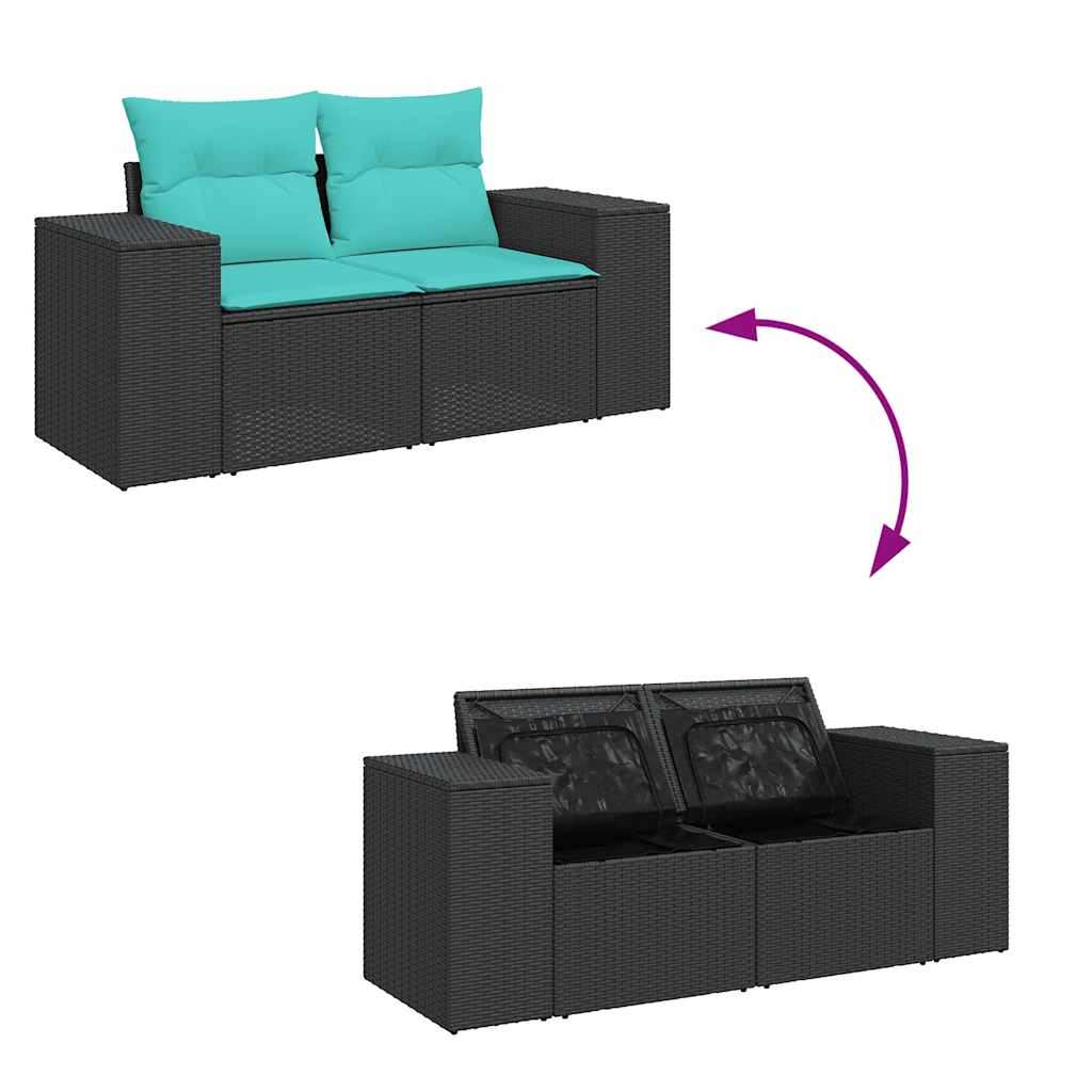  Vrtna garnitura - 7-dijelni set vrtnih sofa od poliratana s jastucima crni - Crna 1 Slike