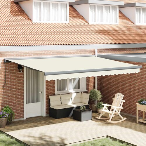  Skrovita tenda Krem i Siva 400 &amp;times; 300 cm Platno i Aluminij Slike